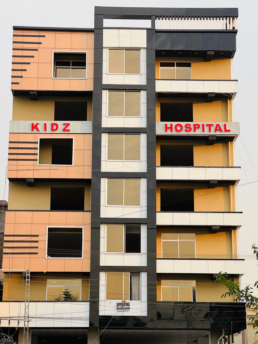 Kidz Hospital building facade in Peshawar